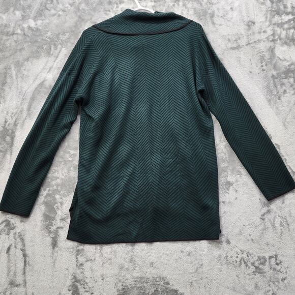 Calvin Klein Sweater Womens M Green Black Zig Zag Cowl Neck Pullover Casual Cozy - Picture 4 of 11